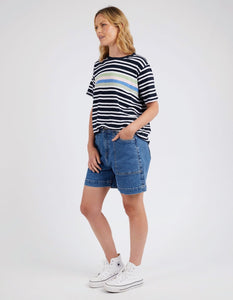 Aligner Tee - Navy/White Stripe