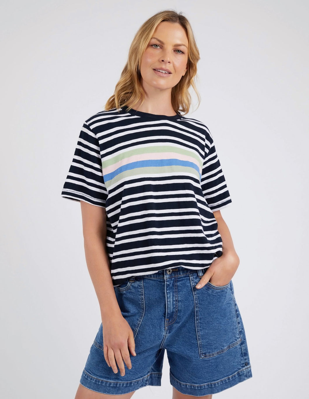 Aligner Tee - Navy/White Stripe