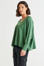 Load image into Gallery viewer, Destiny Relaxed V-Neck Lightweight Knit Jumper - Powder Green
