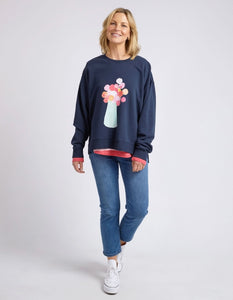 Janey Floral Crew - Dark Sapphire