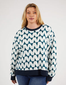 Janey Geo Crew - Navy Geo Print