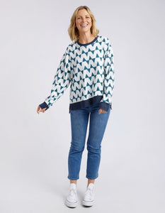 Janey Geo Crew - Navy Geo Print