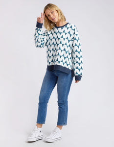 Janey Geo Crew - Navy Geo Print