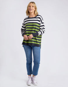 Lexi Knit - Green/Navy/White Stripe