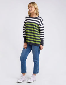 Lexi Knit - Green/Navy/White Stripe