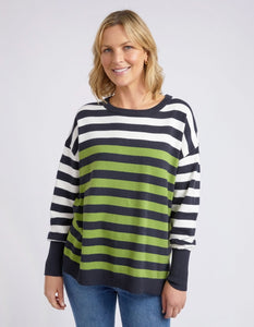 Lexi Knit - Green/Navy/White Stripe