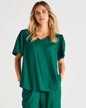 Load image into Gallery viewer, Marina Linen Blouse - Hunter Green
