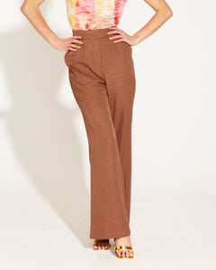 One And Only High Waisted Wide Leg Flared Pant - Mocha Brown