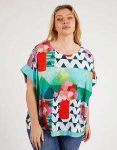 Private Universe Top - Green Print