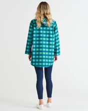 Load image into Gallery viewer, Rosie Relaxed Waterproof Raincoat - Green/Blue Tartan
