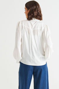 Sinead Cuff Sleeve Textured Shirt - White