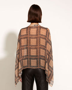 Something Beautiful Oversized Blouse - Tan Houndstooth Check