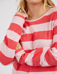 Spritz Stripe Long Sleeve Tee - Coral Spritz Stripe