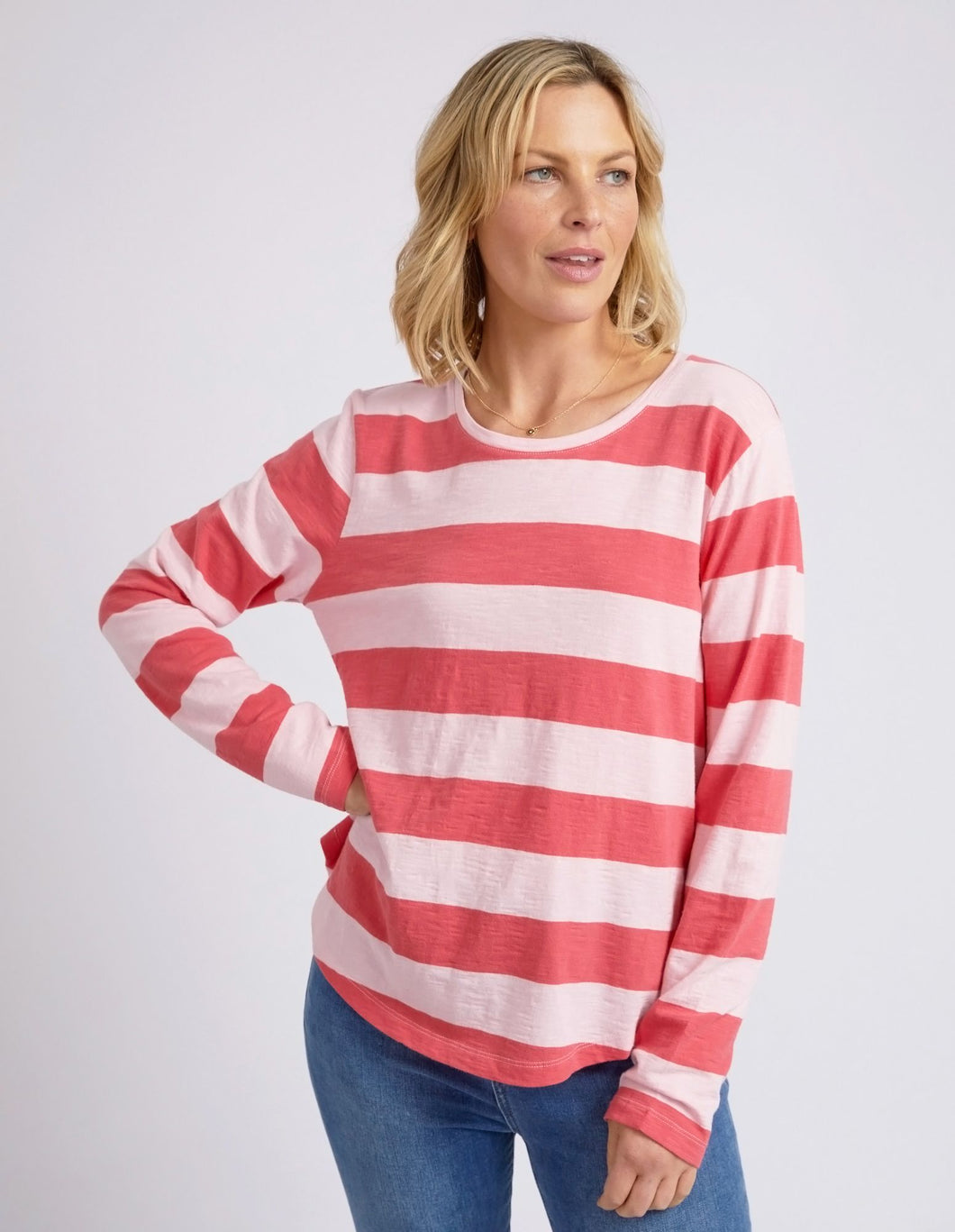 Spritz Stripe Long Sleeve Tee - Coral Spritz Stripe