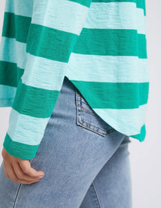 Spritz Stripe Long Sleeve Tee - Goodness Green