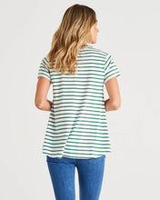 Load image into Gallery viewer, Tegan Basic Cotton Tee - Meadow Green Stripe
