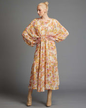 Load image into Gallery viewer, Last Dance Gathered Balloon Sleeve Midi Dress - Cream Floral
